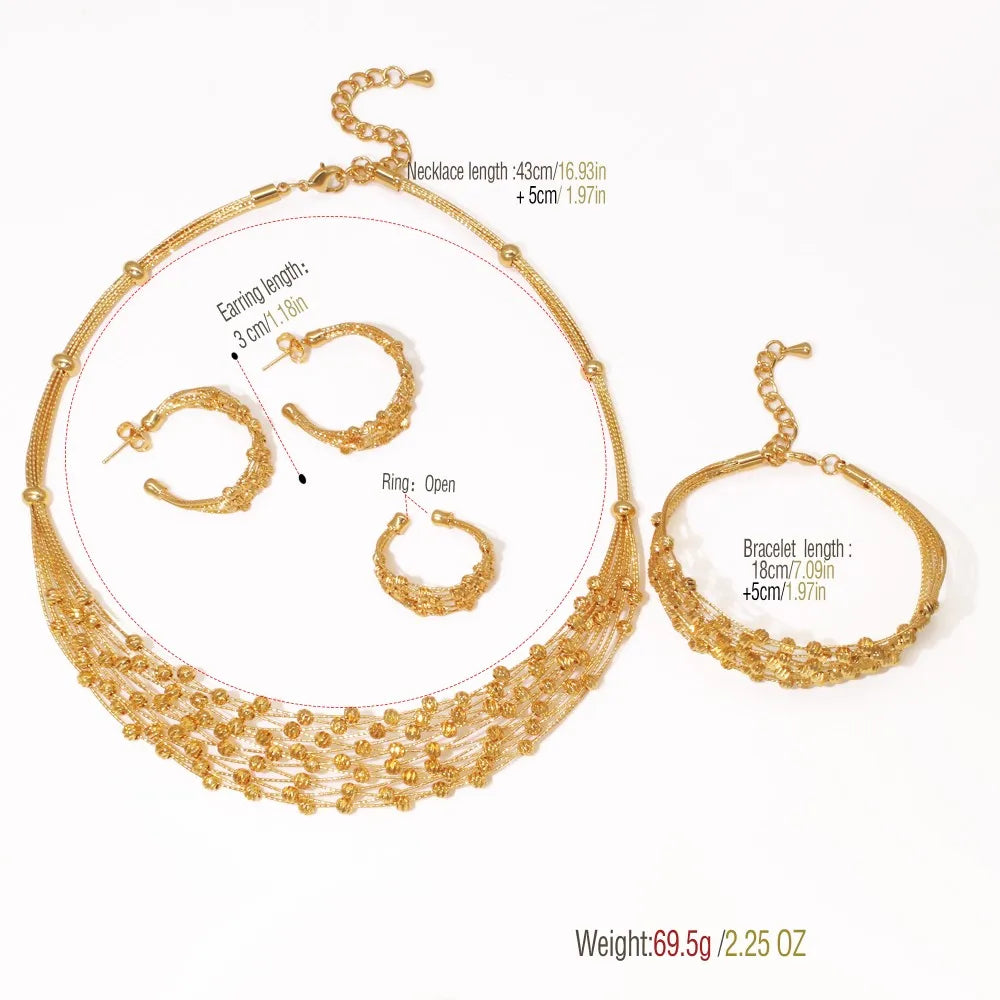 Handmade Women Jewelry Set Multi-layer 18K Gold Plated Beads Set Hight Quality Birthday Wedding Jewellery Accessories