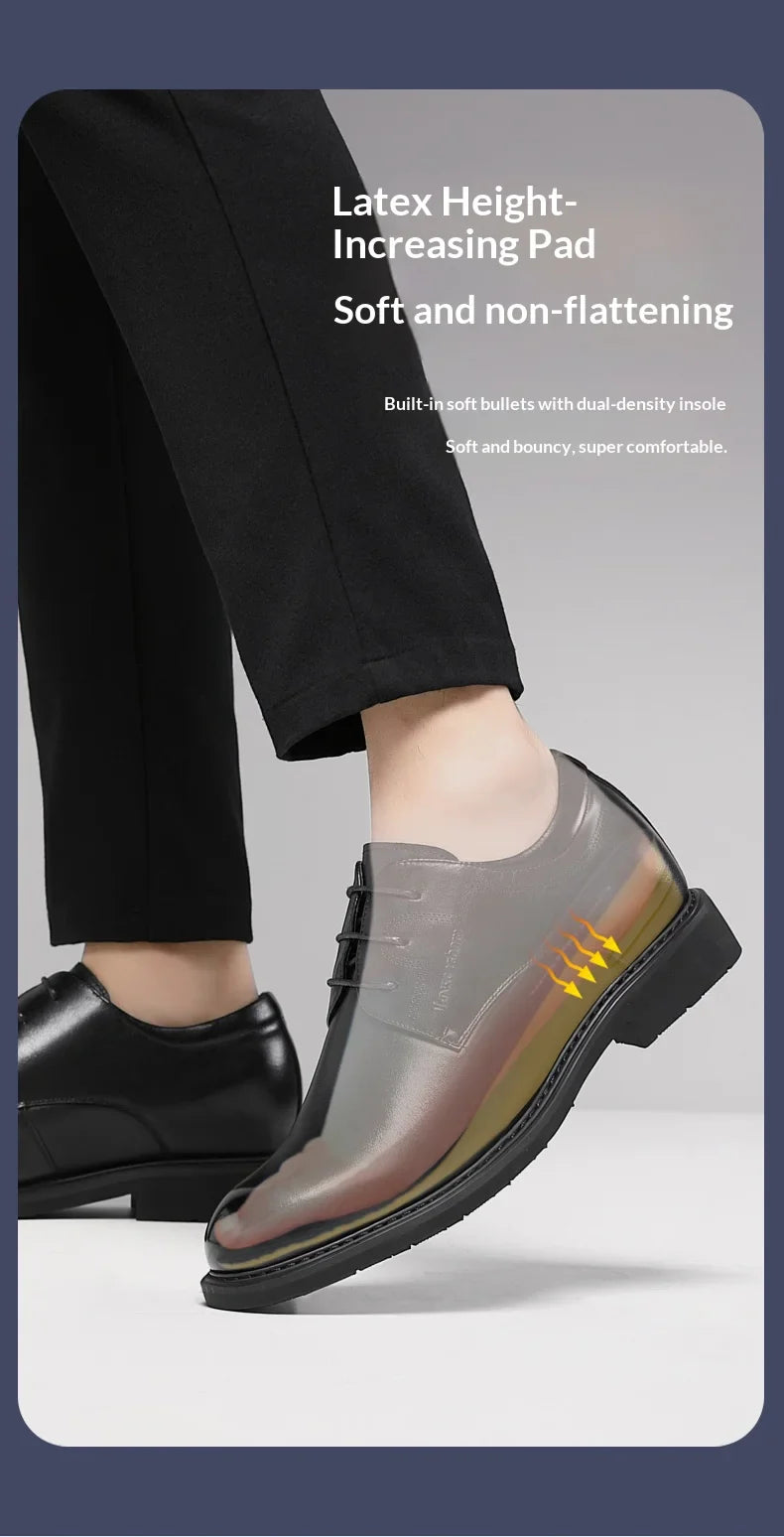 Men Business Elevator Shoes Real Cowhide Invisible Height Increasing Shoes with 3/6/8CM Height Boost Breathable Comfortable