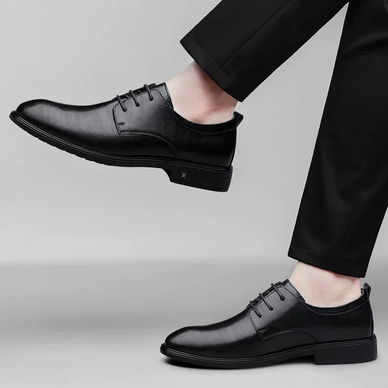 New Mens Formal Business Oxford Shoes Classic Leather Dress Shoes Wedding Office Casual Footwear Derby Shoes Male Sneakers