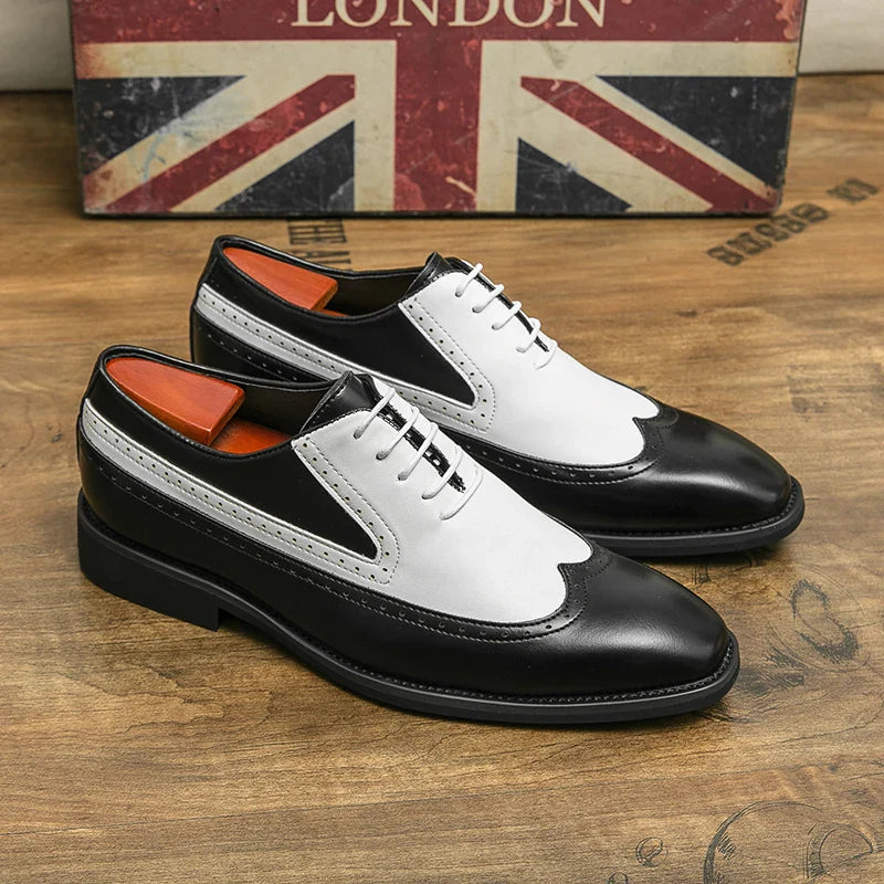 Spring black white leather shoes for men High quality wedding Dress shoes Business office loafers men shoe Luxury designer shoes