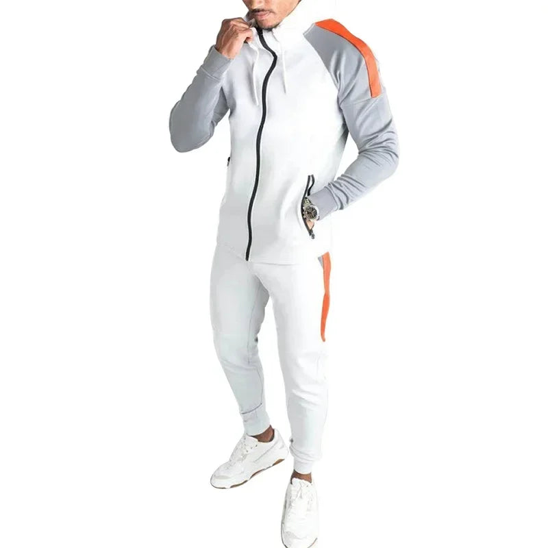 New Men's Autumn and Winter Suit Zipper Hoodie + Pants Two-piece Casual Sportswear Men's Sportswear Warm Clothing Sports Suit