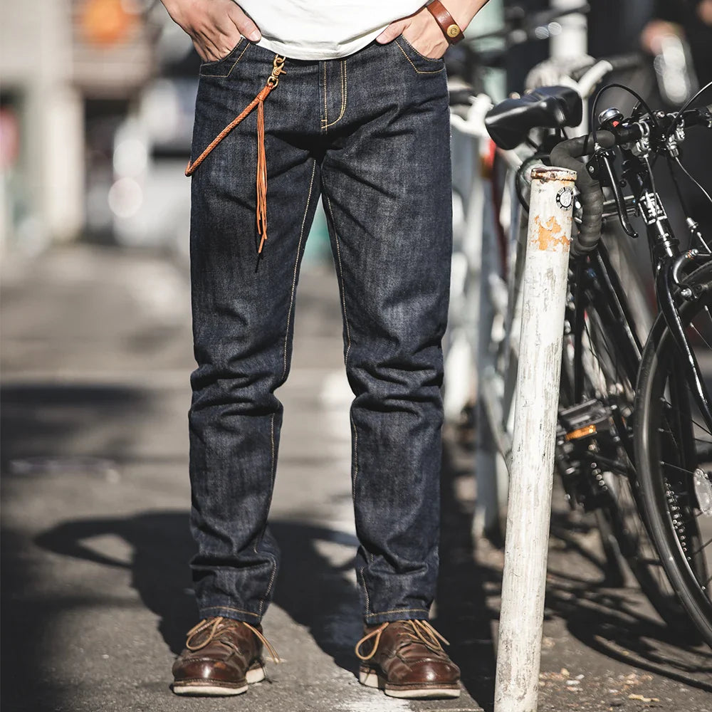 Vintage Heavyweight Raw Denim Jeans for Men Red Line Jeans