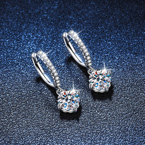 0.5ct 1ct S925 Sterling Silver Moissanite Drop Earrings Trendy Luxury Designer Earing for Women Gift With Certificate