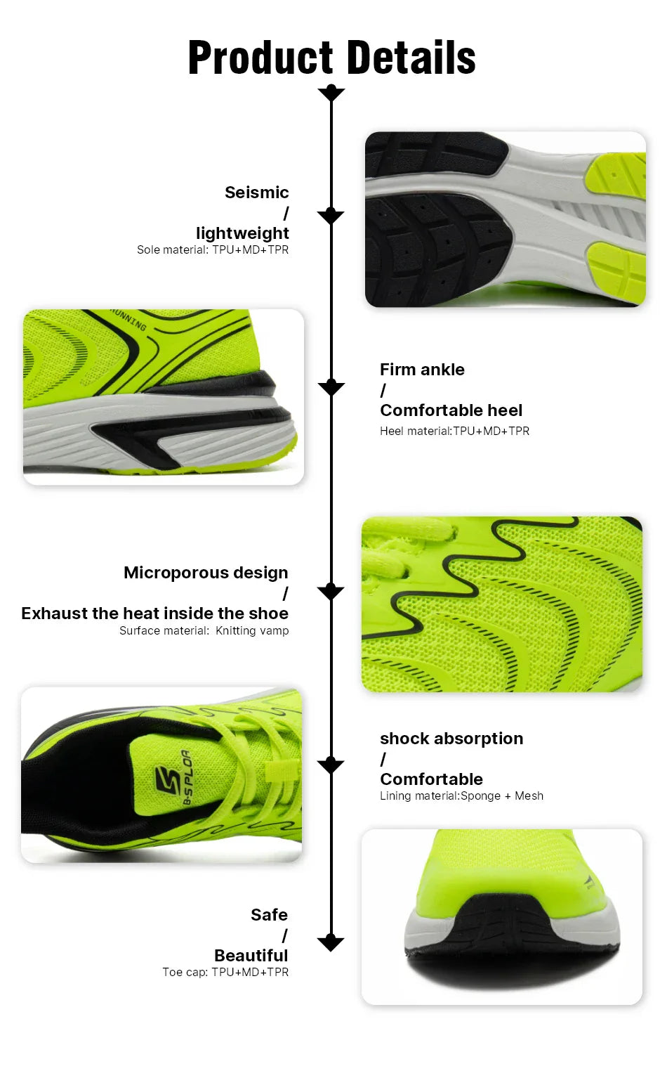 Men's Running Shoes Casual Lightweight Mesh Breathable Sneakers Male Outdoor Non-Slip Wear-Resistant Sports Shoes