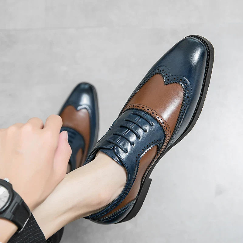 Italy High Quality Pointed Fashion Oxford Shoes Lace Up Men's Shoes Pointed Style Luxury Moccasin Casual Luxury Leather Shoes
