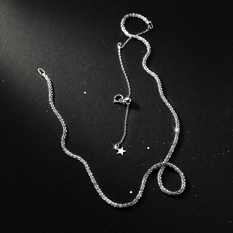 Dazzling Simple Adjustable Necklace for Women Girls 925 Sterling Silver Luxury Brand Jewelry 2024 New Mode Accessories