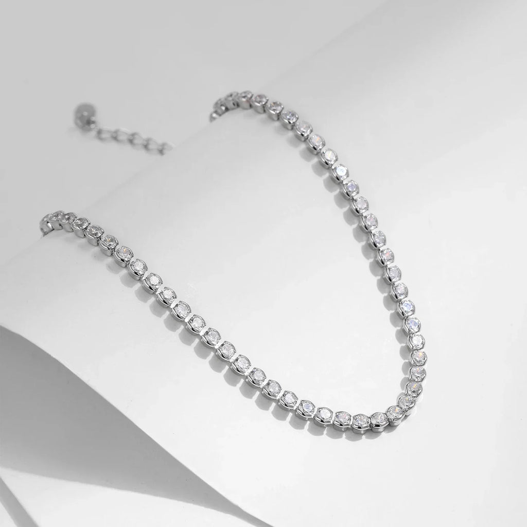 925 Sterling Silver Sparkling CZ Tennis Bracelet Round Zirconia Platinum Plated Bracelet For Women Fine Jewelry Gift