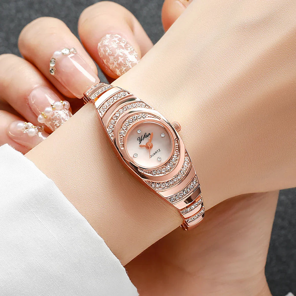 Elegant Women Watches Fashion Rhinestone Ladies Quartz Watch Bracelet Wristwatches Reloj Mujer（Without Box）