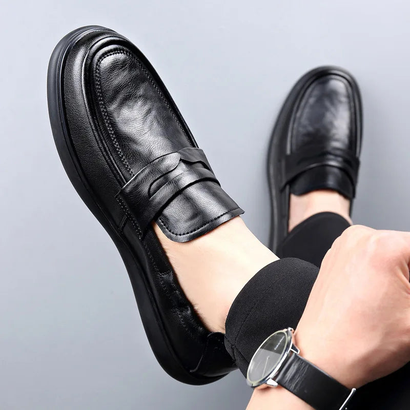 Spring Autumn New Genuine Leather Shoes for Men Black Fashion Business Casual Shoes Male High Quality Designer Loafers Man