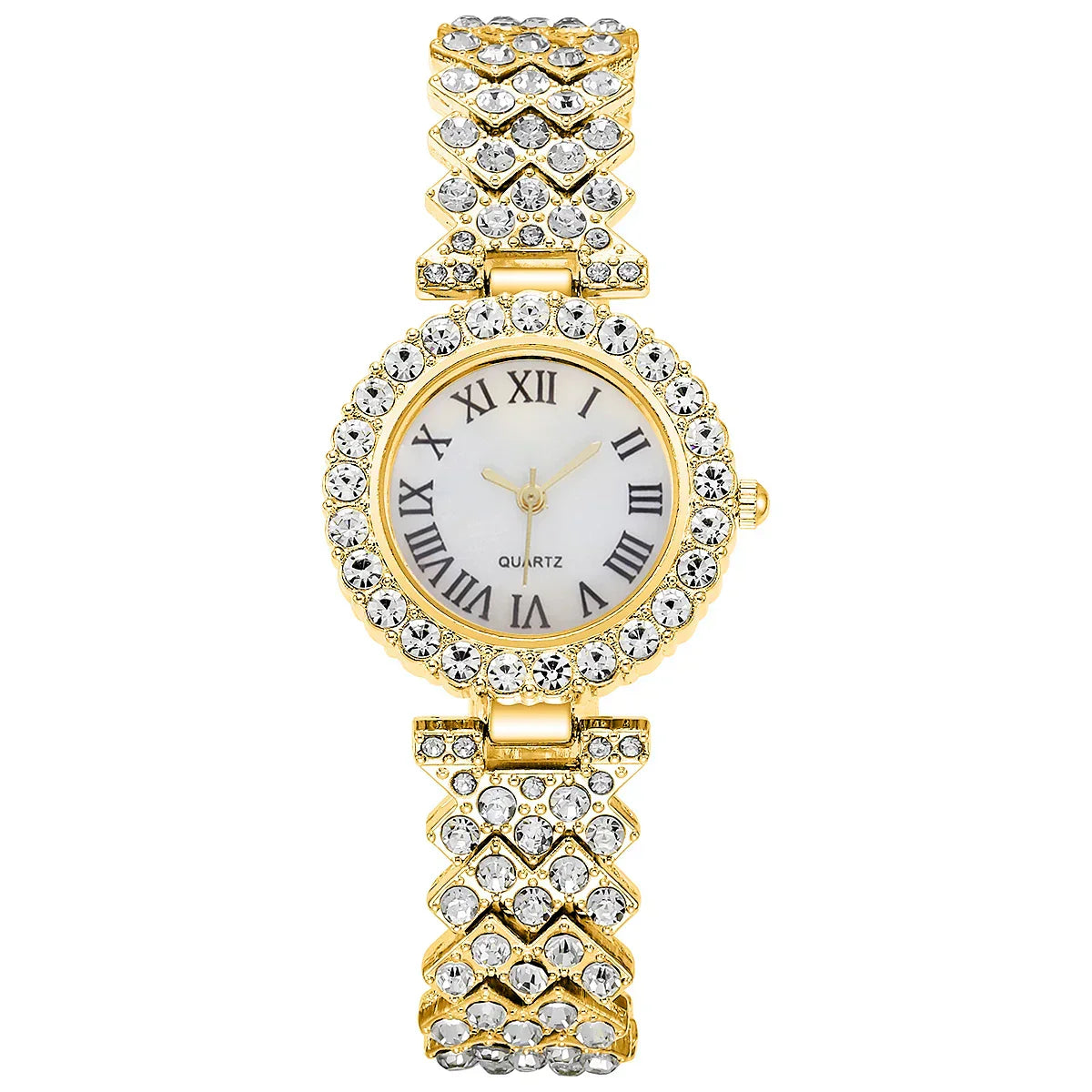 6PCS Luxury Rhinestone Women Watches Fashion Roma Dial Bracelet Wrist Watch Jewelry Set Relogio Feminino（Without Box）
