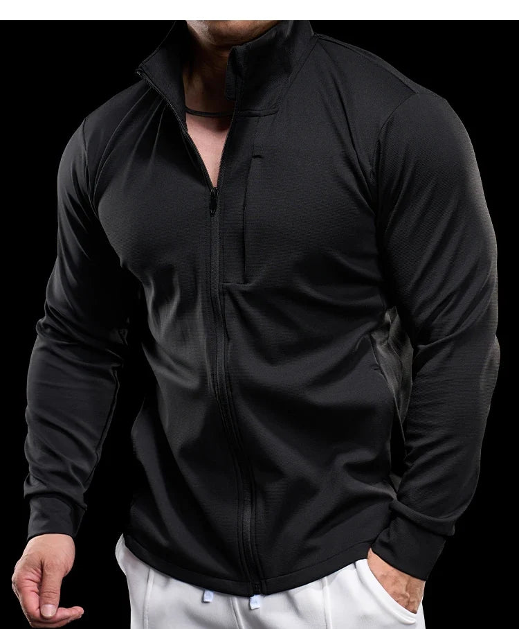 Men Running Jackets Gym Zipper Sport Jacke Jogging Training Quick-drying Fitness Sweatshirt Outdoor Casual Running Sportswear