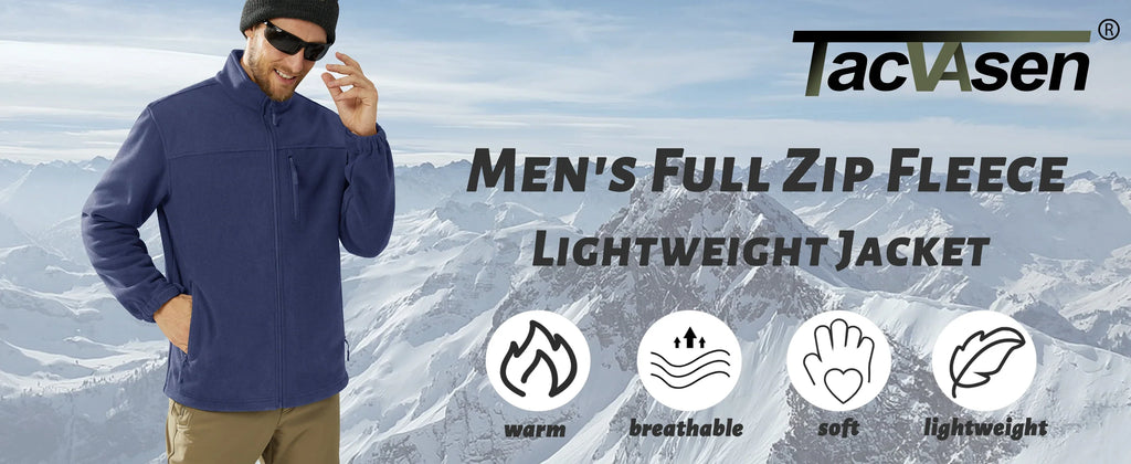 Men's Thermal Warm Fleece Jacket Stand Collar Full Zip Windbreaker Multiple-pockets Outerwear Working Hiking Coat