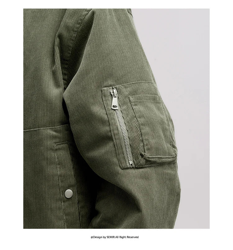 Cotton Jacket Men Corduroy Texture 2024 Winter New Pilot Jacket Thick Oversize Cotton Jacket