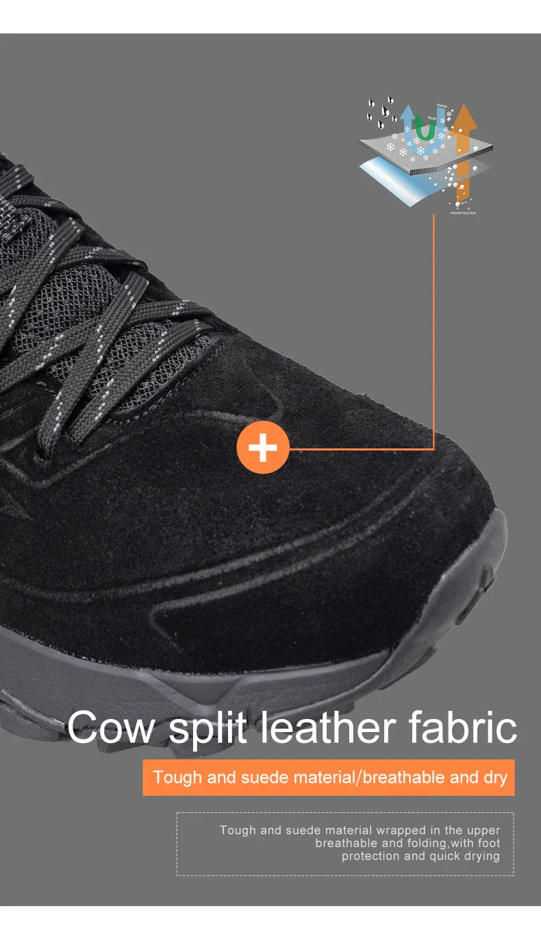 Hiking Shoes for Men Outdoor Sports Camping Hunting Walking Shoe Suede Genuine Leather Breathable Sneaker Non-slip