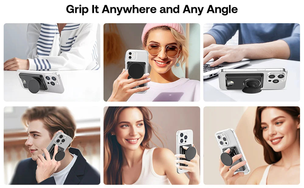 Grippopso Universal Magnetic Wallet With Expanding Phone Grip,Phone Card Holder Solid SocketWallet For IPhone Samsung Wallets