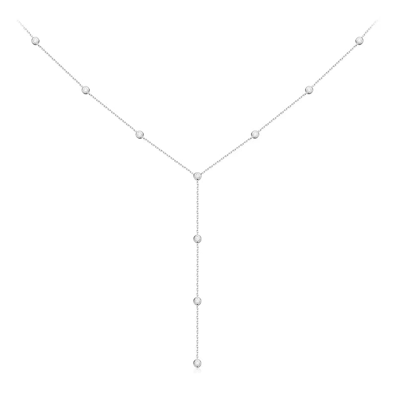 Rhodium Plated 0.1ct Full Moissanite Necklace for Women Sparkling Jewelry S925 Sterling Silver Pendant Girls Party Gift