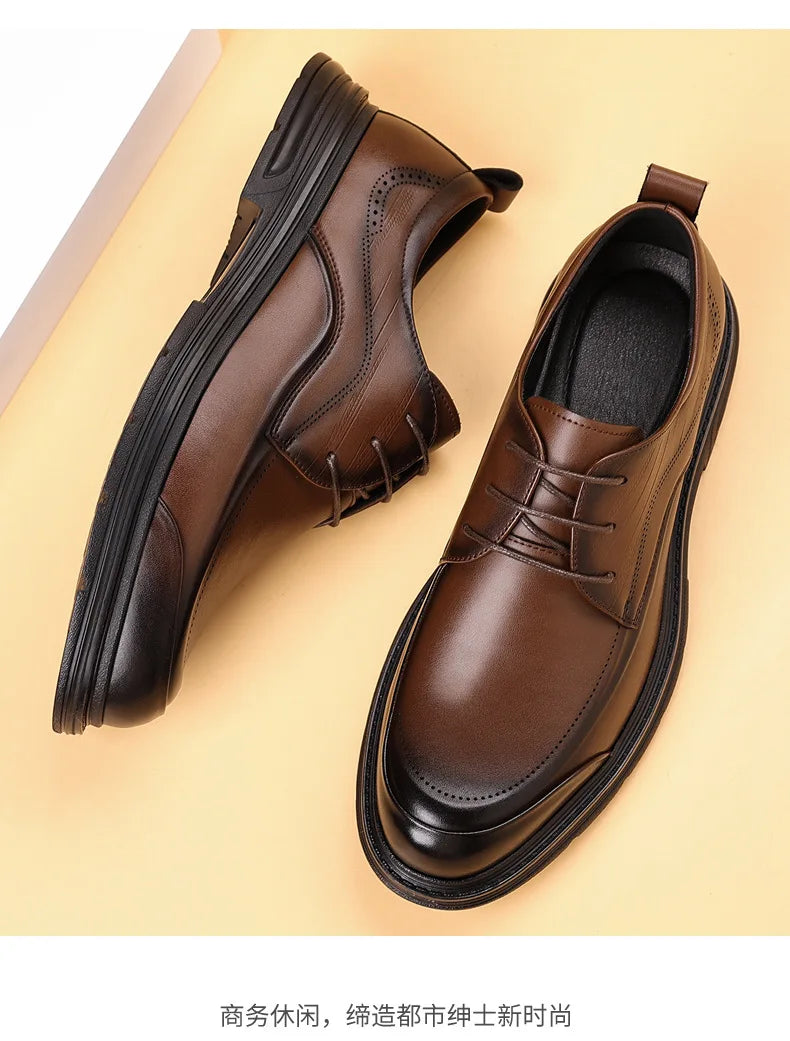 British Retro Formal Leather Shoes for Men Autumn New Designer Platform Dress Shoes Male Fashion Lace Commuter Office Shoe Man