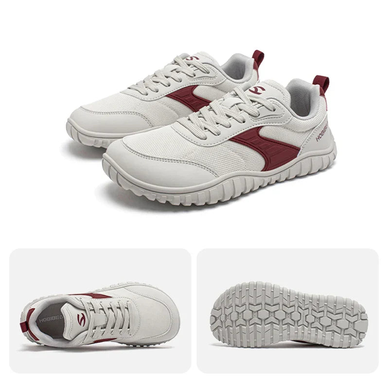 Wide Toe Shoes Mens Womens Artificial Leather Running Sneakers Lace Up Lightweight Breathable Walking Shoes