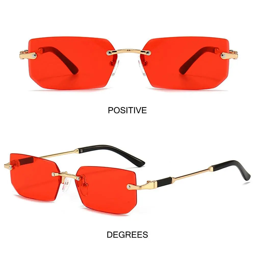 Rimless Rectangle Sunglasses Fashion Y2K Frameless Sun Glasses Shades for Women & Men