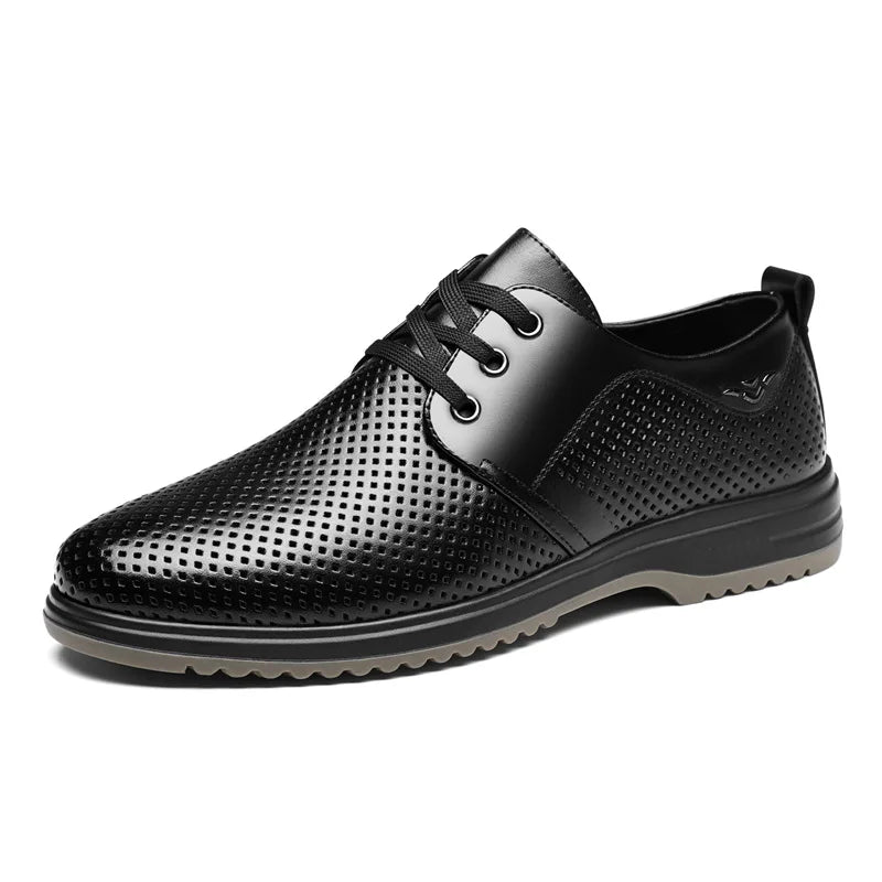 Summer Men's Leather Sandals Shoes Lace Designer Business Black Fashion Casual Shoes Male Black Groom Lace Wedding Shoes Man