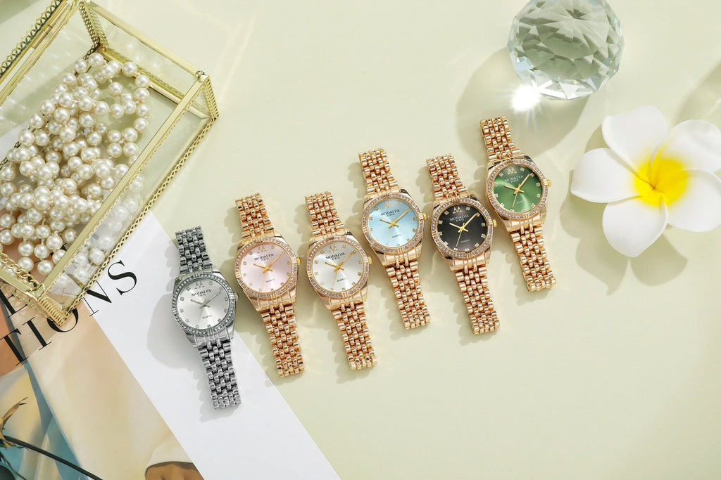 Women Watches Luxurious Quartz Sparkling Rhinestone Dial Dress Wristwatches for Ladies Relogio Feminino