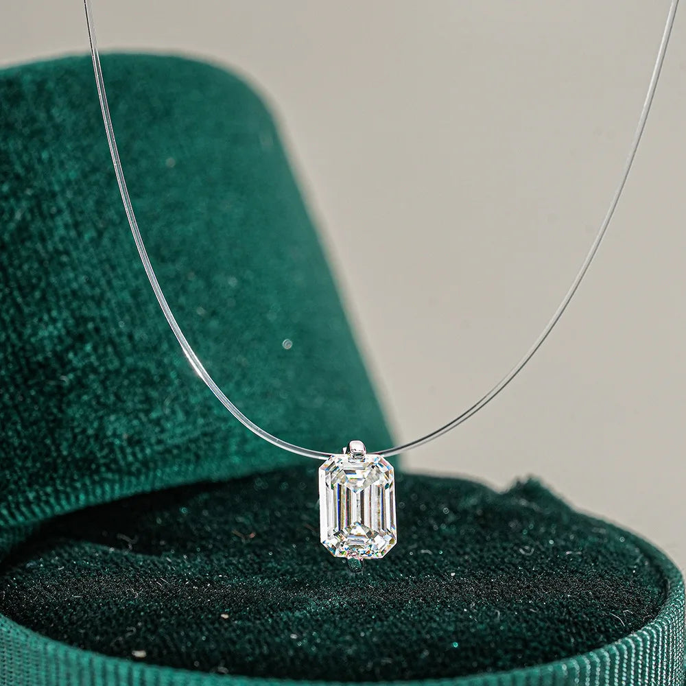 GRA Certified 1CT Marquise Cut Moissanite Pendant Necklace for Woman 925 Silver Fishing Line Water Drop Diamond Necklaces