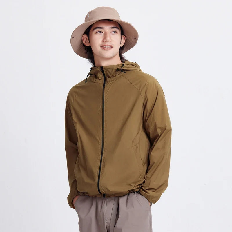 Jacket Men'S Summer Foldable Storage Top Simple Casual Style Hooded Couple