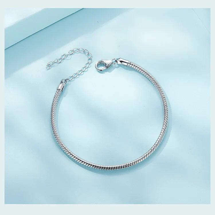 Original 925 Sterling Silver Basic Bracelet Lobster Clip Snake Chains Infinite Love Clasp DIY Jewelry Beads for Women Gift