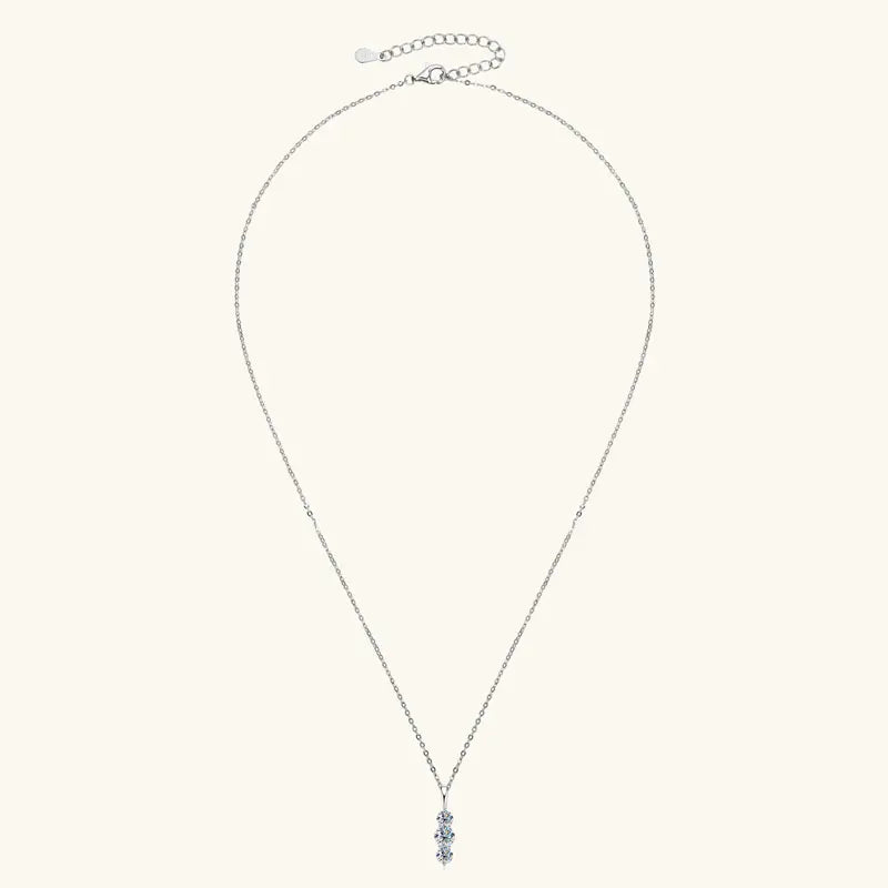 Certified D Color Three Stone Moissanite Pendant Necklace Collar Plata 925 Sterling Silver Necklaces for Women Jewelry