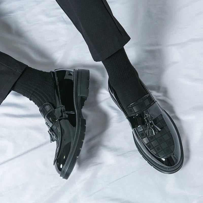 Leather Men Casual Black Tassel Loafers Handmade Soft Leisure Shoes Breathable Slip-On Comfortable for Drive Footwear Moccasins