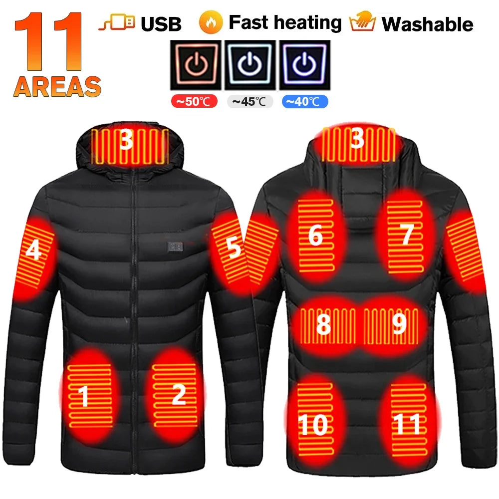21 Areas Heated Jacket Women's Warm Vest USB Men's Heating Jacket  Waterproof Winter Heated Jackets Ski Clothing Coat Heated