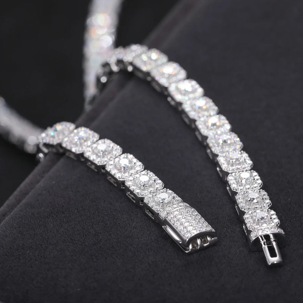 Iced Out Moissanite Halo Tennis Bracelet for Women Men S925 Sterling Silver 18k Gold Plated Jewelry with GRA Bracelets Gifts