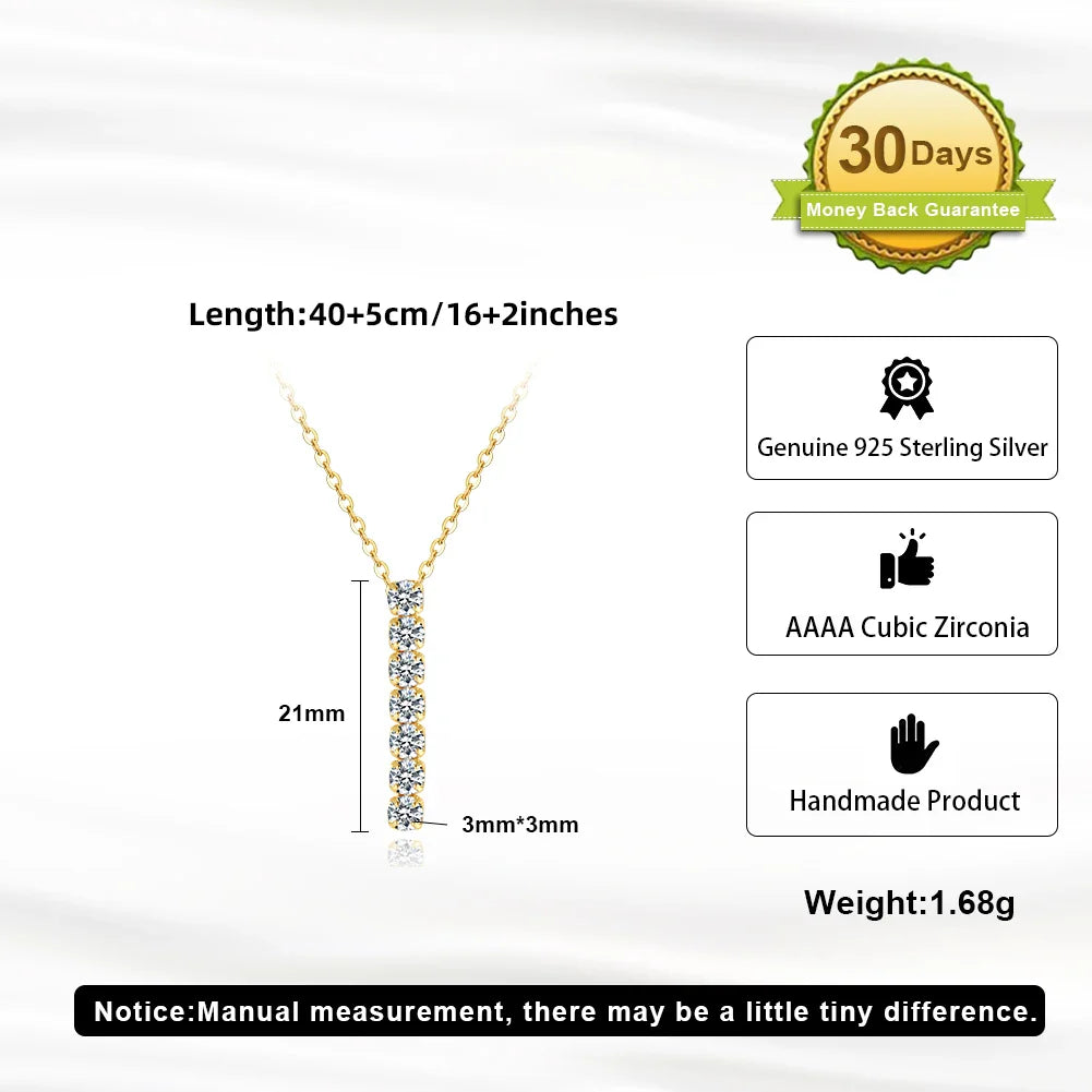 925 Sterling Silver Brilliant Cubic Zirconia Neck Chain 3*3mm Tassels Tennis Necklaces for Women Jewelry Gifts SN346