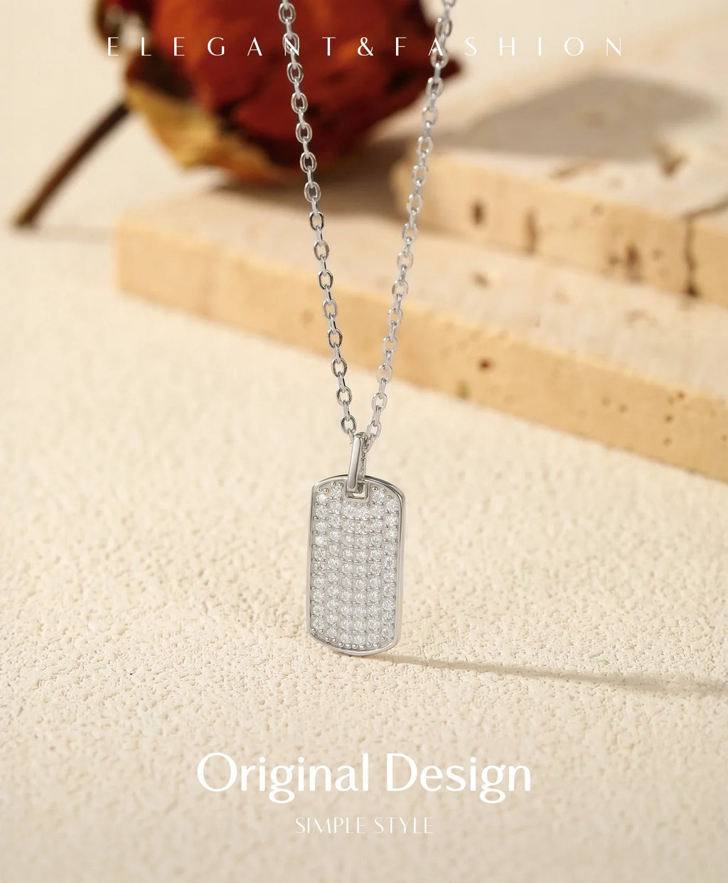 D Color Moissanite Rectangle Brand Necklace 925 Sterling Silver Trendy Stackable Pendant Necklaces For Women Fine Jewelry