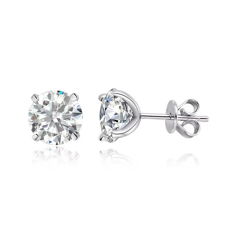 18K Plated 0.1-3CT Moissanite Stud Earrings for Women Men Sparkling Classic Bridal Jewelry 925 Silver Rose Gold Earring