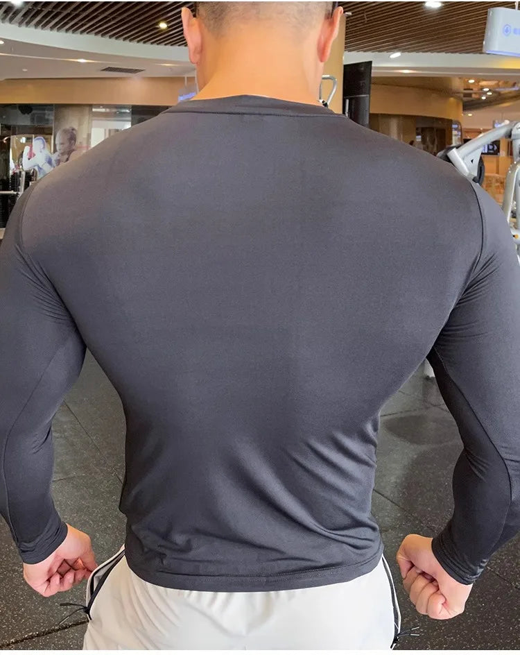 Long Sleeve T-shirt Fitness Basketball Running Tight Men Spandex Bodybuilding Sports Shirt Gym Training Compression Sport Top