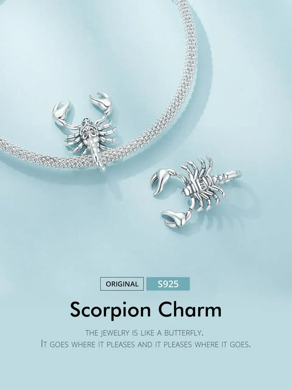 925 Sterling Silver Scorpion Pendant Necklace Platinum Plated Neck Chain for Women Party Fine Jewelry Gift