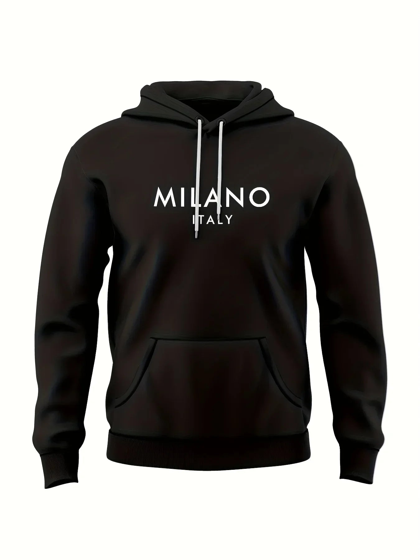 Men's Autumn/Winter Casual Warm MILANO ITALY Letter Printed Loose Thick Velvet Sports Hoodie+Sweatpants Set