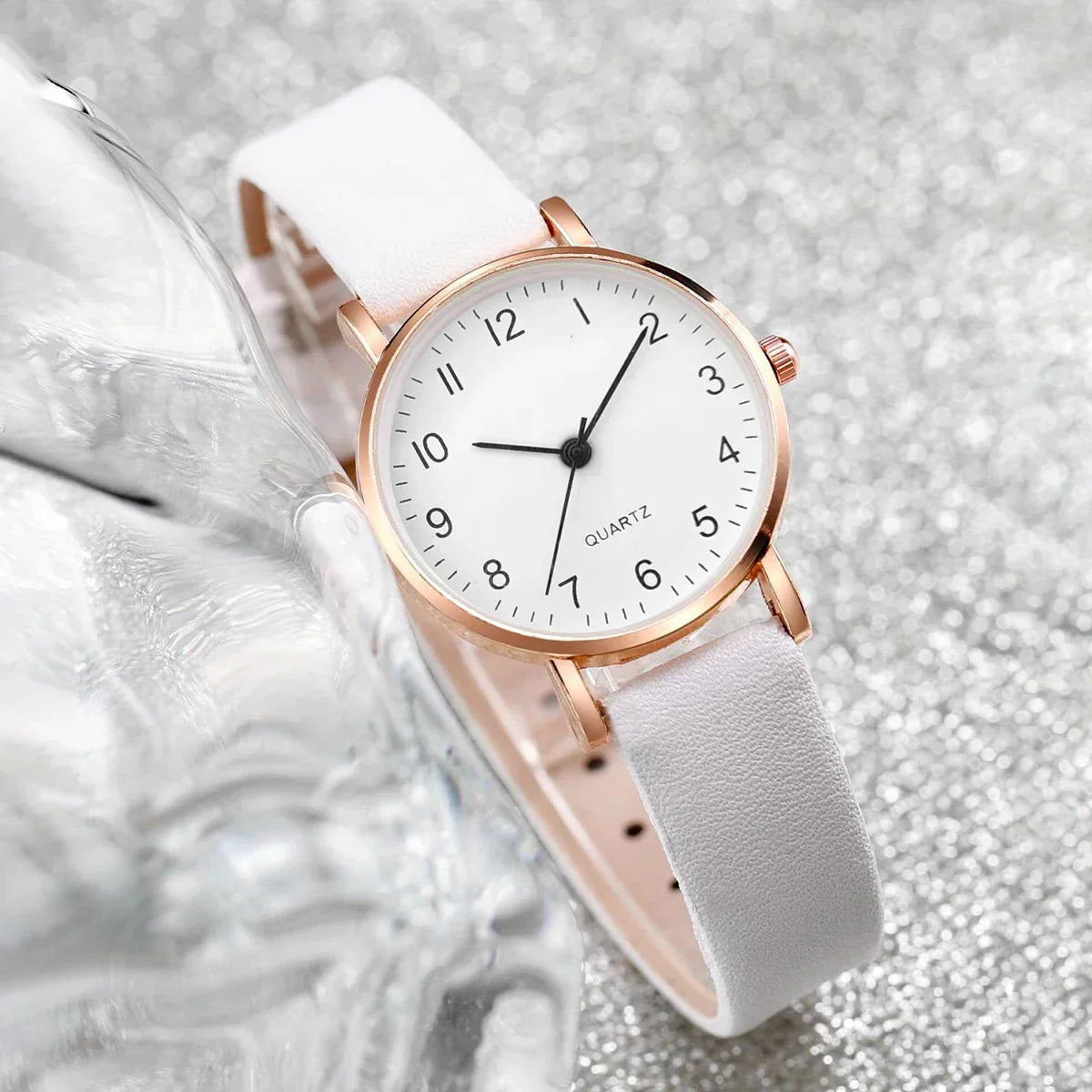 6PCS/Set Women's Watch Casual Arabic Dial Quartz Watch Analog PU Leather Wrist Watches Butterfly Jewelry Set(Without Box)