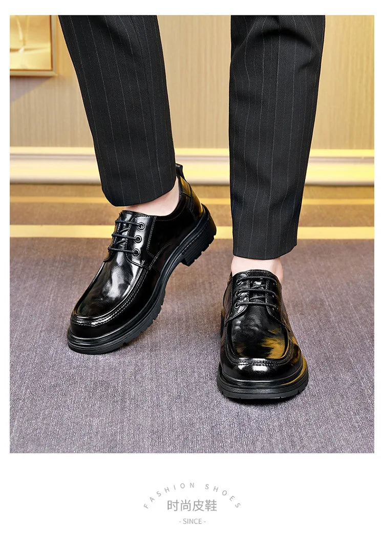 Business Formal Black Lace-up Style Leather Shoes for Men Spring Autumn New Designer Dress Shoes Male British Style Wedding Shoe