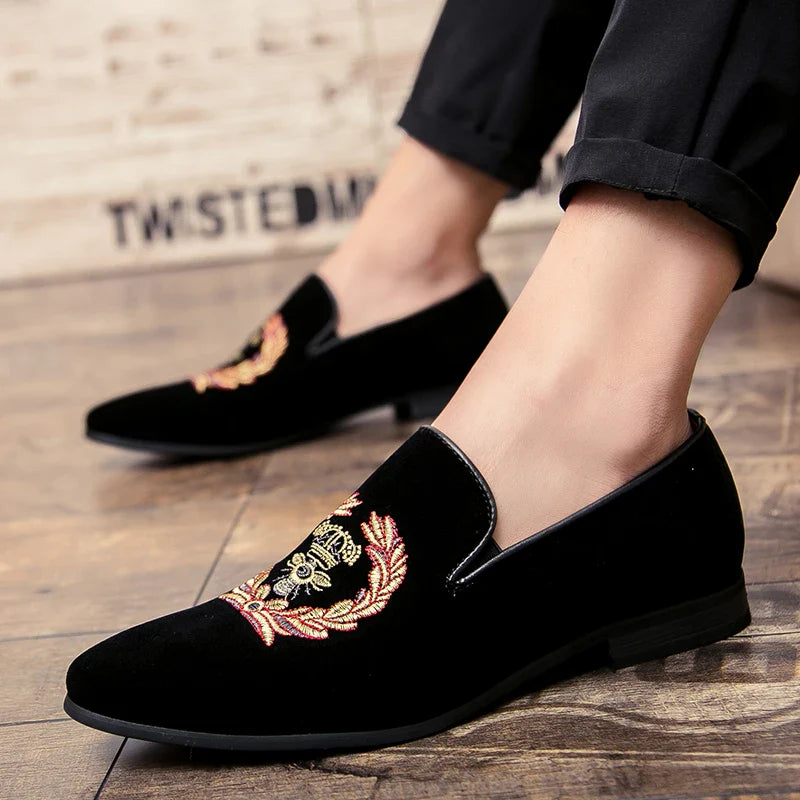 Dressing Shoes For Men Coiffeur Italian Shoes Men Loafers Embroidery Fashion Formal Shoes Men Classic Sepatu Slip On Pria Buty