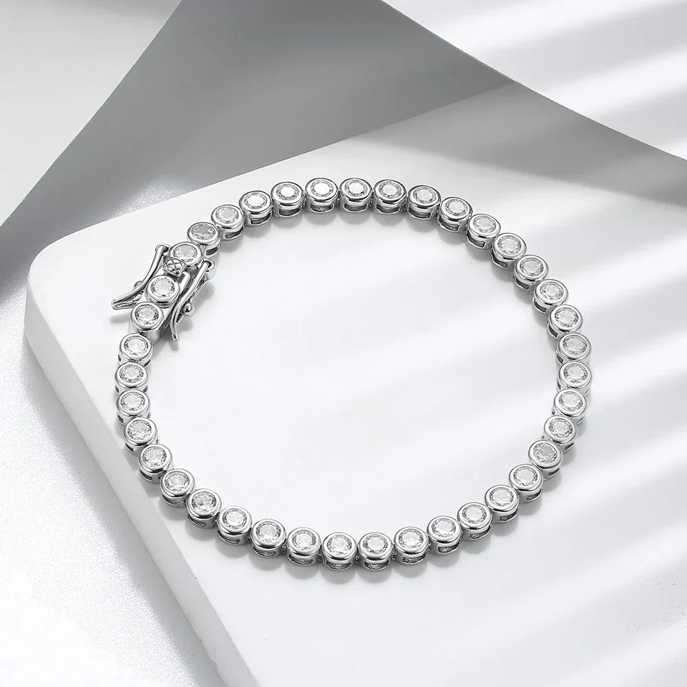 Shiny Tennis Bracelet 925 Sterling Silver 1.5/2/3mm Clear Cubic Zirconia for Women Luxury Chain Bracelet Jewelry SB143