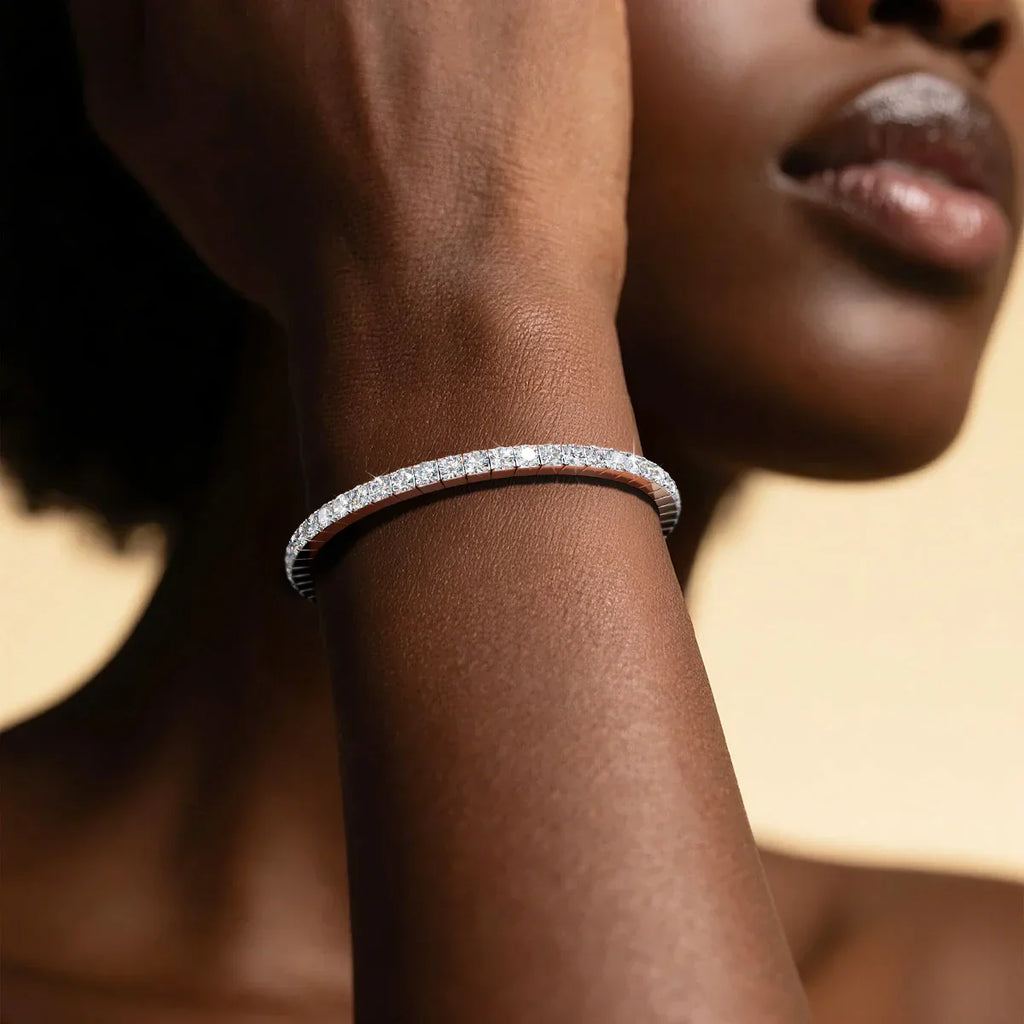 Stretch Rope Moissanite Tennis Bracelet for Women Man 2.5/3.mm Brilliant Cut 925 Sterling Silver Hand Chain Party Jewelry Gifts