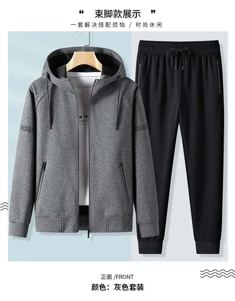 Thicker Fleece Jacket+Pants 2 Pieces Men Winter Tracksuit Sets Black Red Gray Sets Hoodies Casual Hooded Warm Sweatshirts+Pants