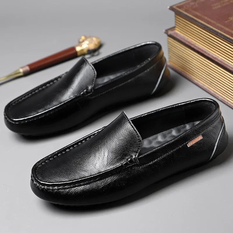 Fashion Leather Men Casual Shoes Italian Brand Formal Men Loafers Moccasins Breathable Slip on Soft Driving Shoes Plus Size 47