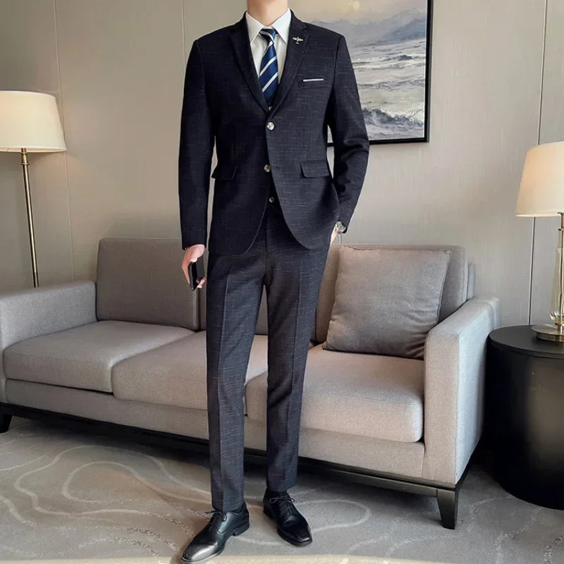 Traje De Boda De Alta Calidad Para Hombre, Traje Profesional De Negocios A La Moda, Chaleco Y Pantalones, Conjunto De 3/2 Piezas