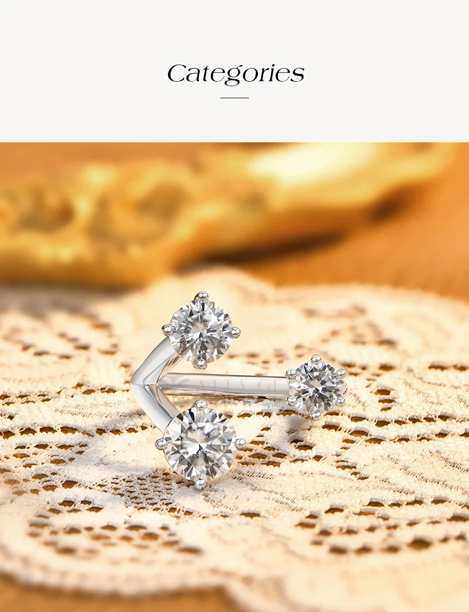 Three Stone Open Bypass Rings 925 Sterling Silver Round Cut Moissanite Women Ring Dainty Personalized Jewelry for Party
