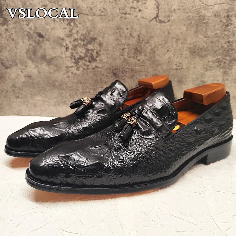 Luxury Men's Loafers Shoes Black Brown Tassel Loafers Slip On Casual Mens Dress Shoes Wedding Office Leather Shoes Men