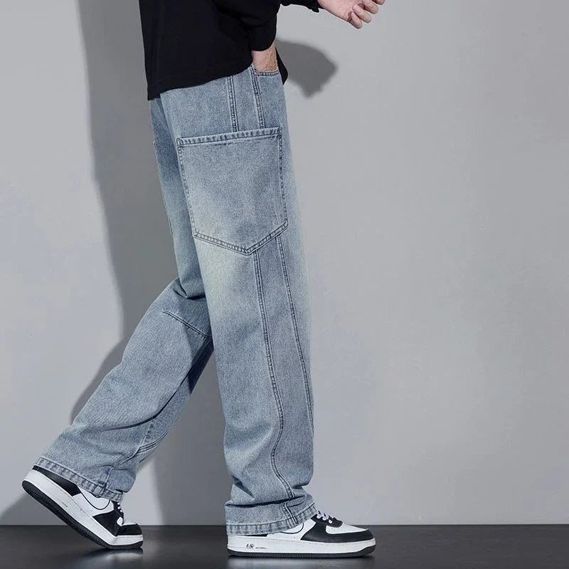 Men's Autumn and Winter New American Style Trendy Jeans with Straight Pockets and Versatile Blue Jeans in Three Colors To Choose