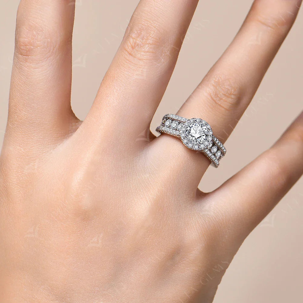 Round Cut 1.0CT Moissanite Ring 6.5mm VVS1 Diamond for Women S925 Silver Engagement Bride Jewelry Gift With Certificate